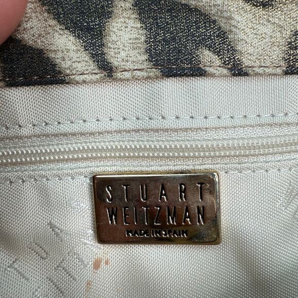 Stuart Weitzman Leopard Print Gold Metallic Clutch with Shoulder Strap - Picture 8 of 11